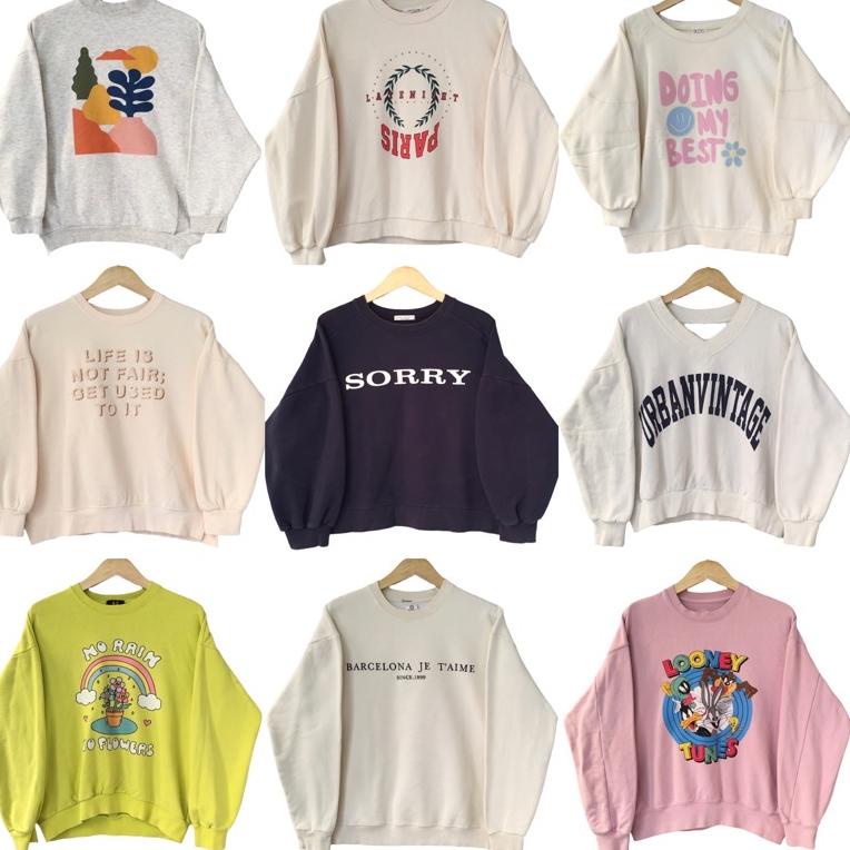 K06t OVERSIZE CREWNECK SWETER| เสื้อกันหนาวโอเวอร์ไซส์ | มือลูกโป่ง | คอกลม OVERSIZE K77