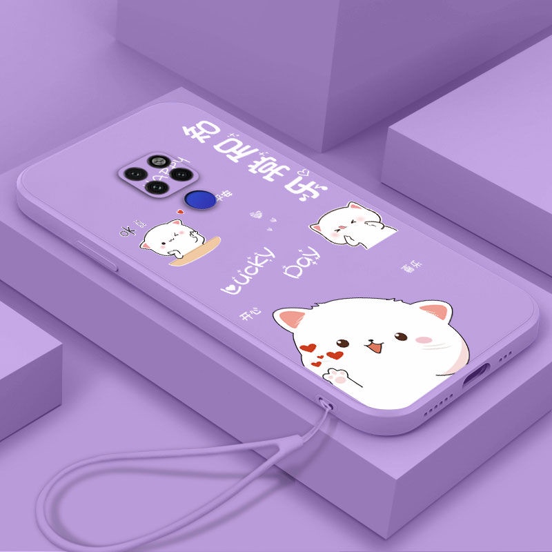 เคสโทรศัพท์มือถือ tpu กันลื่น กันสกปรก ลายแมว พร้อมสายคล้อง สําหรับ Redmi note 9 note 9 pro note 9s note 8 note 8 pro note 7 note 7 pro note 8t