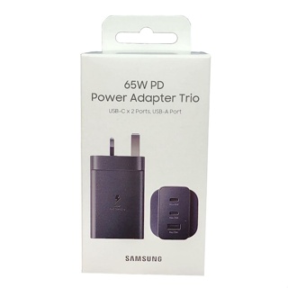 Samsung EP-T6530NBEGGB 65W PD Power Adapter Trio (UK Plug, Black) - USB-C, USB-A