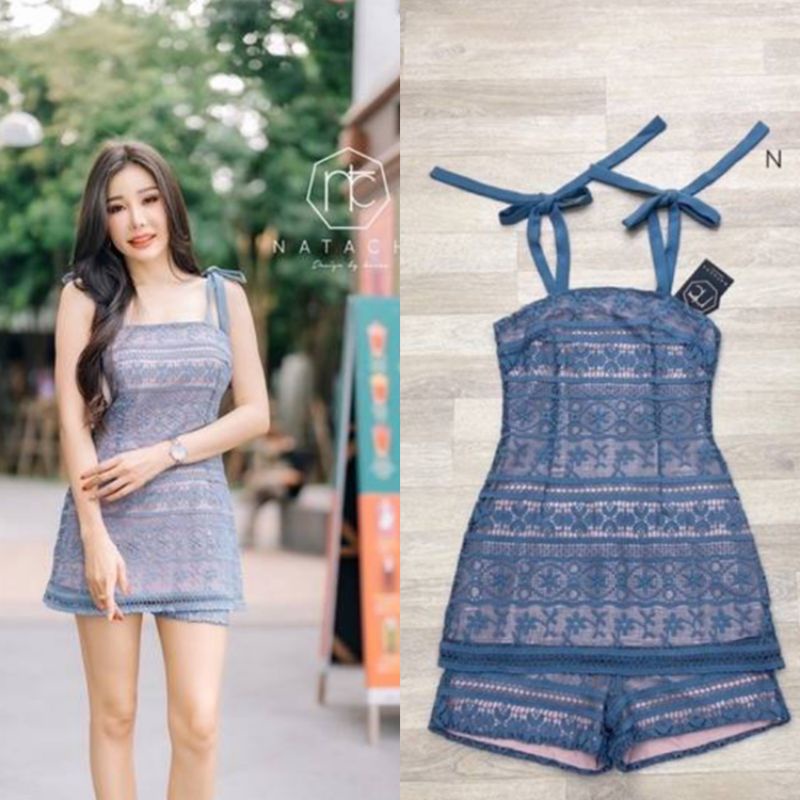 L มือ1 NATACHA ชุดเซ็ตผูกไหล่ผ้าลูกไม้สุดหรู ป้าย NATACHA