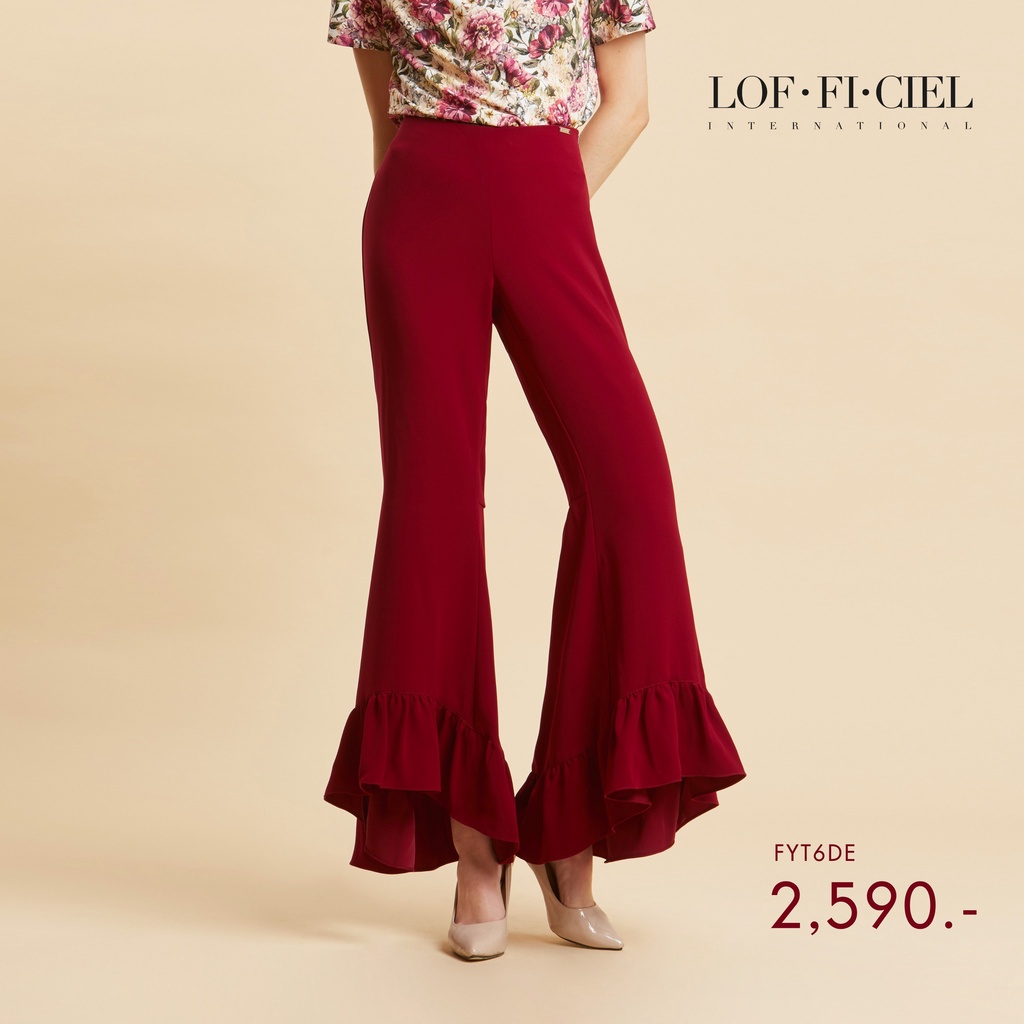 Lofficiel กางเกงขาวยาว กาง﻿เ﻿กงผู้หญิง ลอฟฟิเซียล กางเกงขายาวทรง Multi disco pants (FYT6DE)