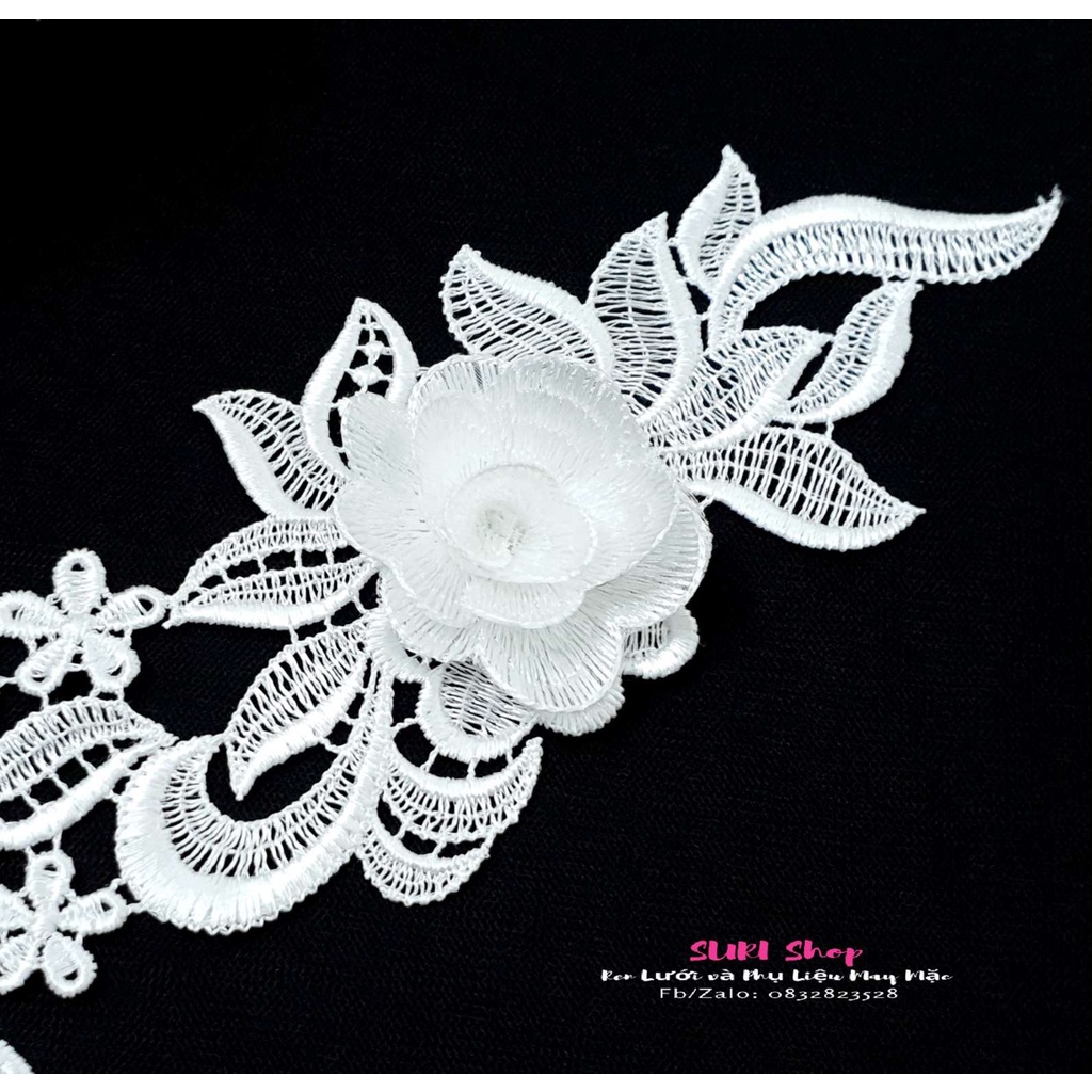 LARGE 3D COTTON THREAD LACE MODEL 9-23cm (แต่งเดรส, แต่งสเคปหมั้น,.....)