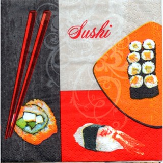 Pladao Napkin ภาพอาหาร Sushi Culinaire ซูชิ กระดาษ แนพกิ้น สำหรับงานศิลปะ เดคูพาจ decoupage ขนาด M 25x25