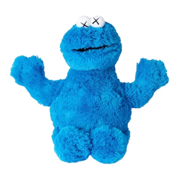 KAWS Sesame Street Uniqlo Cookie Monster Plush Toy (สีฟ้า)