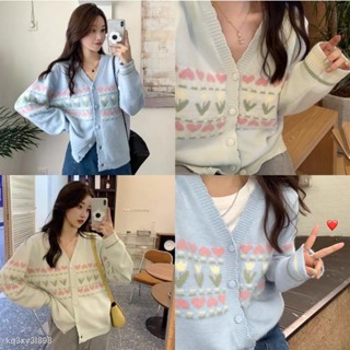 เสื้อคลุมแขนยาว คาร์ดิแกนเกาหลี สีหวาน น่ารัก ผ้านุ่ม