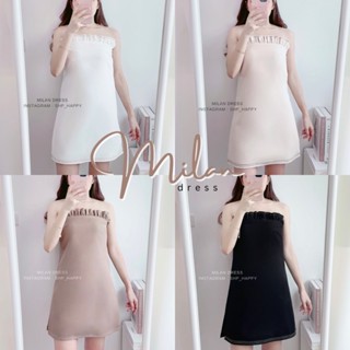 MILAN DRESS - SHP_HAPPY มินิเดรสเกาะอก เดินเส้นด้ายสีตัด