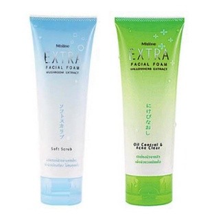 โฟมล้างหน้า Mistine Extra Facial Foam 85g. มิสทีน เอ็กซ์ตร้า เฟเชียลโฟม มี 2 สูตร สูตร Soft Scrub, สูตร Oil Control &amp;Acn