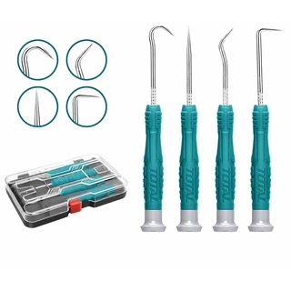 Total ไขควงงัดซีลยาง ปลายแหลม 4ตัวชุด รุ่นTPHSK0401 ( 4 pcs Pick and Hook Set ) ที่งัดซีล ไขควงปลายแหลม 03rrk