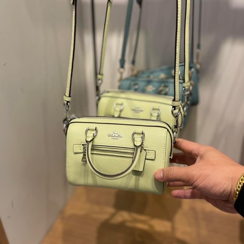 SALE ‼️พร้อมส่ง แท้ 🇺🇸💯% New Coach หมอนมินิ สีเขียว พาสเทล MINI ROWAN CROSSBODY (COACH C9950) SV/Pal