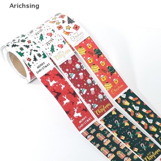 &lt;Arichsing&gt; สติกเกอร์ฉลาก ลาย Merry Christmas ทรงสี่เหลี่ยม มีกาวในตัว สําหรับติดตกแต่งหีบห่อของขวัญ 100 ชิ้น ต่อม้วน