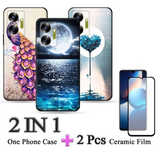 2 IN 1 Infinix Zero 20 X6821 เคสนิ่ม พร้อมตัวป้องกันเซรามิก หน้าจอโค้ง ฟิล์มนิรภัย