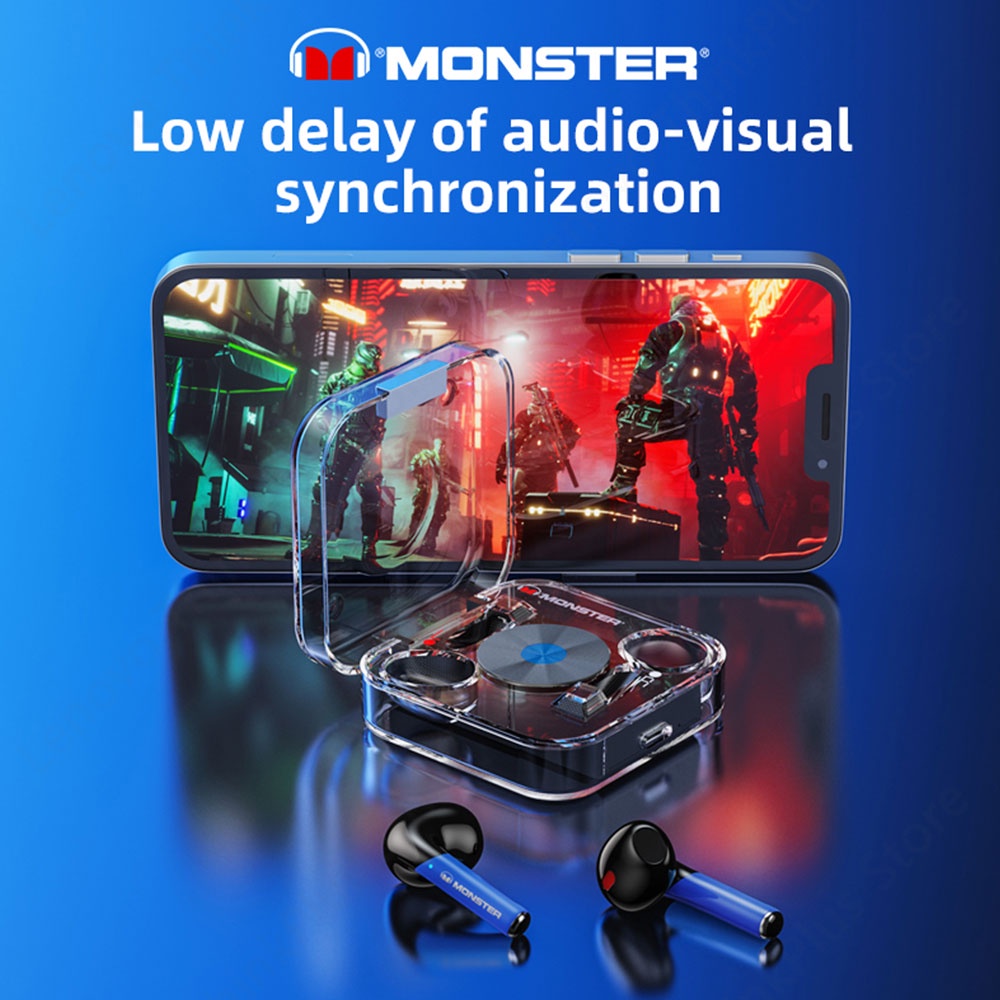 Monster XKT01 หูฟังบลูทูธ 5.2 ชิปลดเสียงรบกวน เชื่อมต่อเร็ว สําหรับเล่นเกม