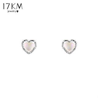 17KM Simple Moonstone Earrings for Women Irregular Heart Silver Earring Accessories Jewelry