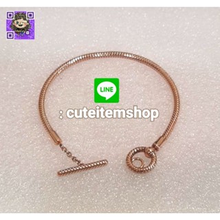 (ของแท้ shopไทย 7,750฿.) PANDORA Moment T-Bar Snake Chain