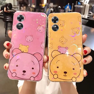 เคสโทรศัพท์ซิลิโคน แบบนิ่ม ลายการ์ตูนหมี และสุนัข ประดับกลิตเตอร์ สําหรับ OPPO A17 4G 2022 A17