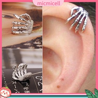 (micmicell) 1Pc Unisex Punk Simple Design Silver Color Skeleton Finger Hand Ear Clip Ear Cuff