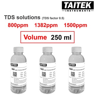 น้ำยามาตรฐาน TDS Solution TDS factor 0.5 ค่า 800 1382 1500 ppm(mg/L) สำหรับปรับเทียบ คาลิเบรทเครื่องวัด TDS (250 mL)