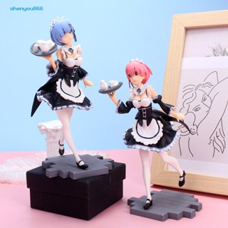 ตุ๊กตาฟิกเกอร์ PVC รูปปั้น Rem Rezero Starting Life In Another World Rem Ram สําหรับตกแต่งภายในรถยนต์