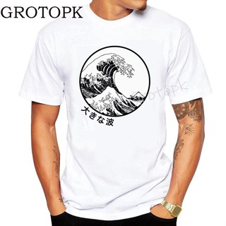 Lsmtx1 เสื้อยืดลําลอง ผ้าฝ้าย แขนสั้น พิมพ์ลาย Great Wave Off Kanagawa พลัสไซซ์ สําหรับผู้ชาย เหมาะกับการเล่นฟิตเนส กีฬา