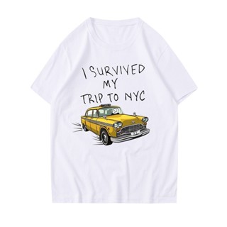 Tom Holland สไตล์เดียวกัน Tees I Survived My Trip To NYC พิมพ์เสื้อลำลอง100% Cotton Streetwear ผู้ชายผู้หญิง Unisex แฟชั