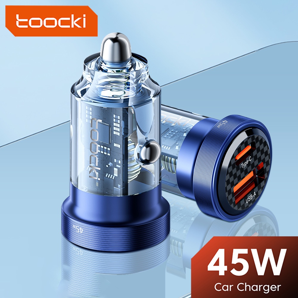 Toocki ที่ชาร์จในรถยนต์ 45W 30W Mini Type C แบบชาร์จเร็ว 4.0 QC PD 3.0 SCP 5A USB