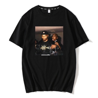 Tee แฟชั่นแมน Tshirt 2 Pac Tupac ตํานานมวยไมค์ Shakur ดร. Dre La Trap ฮิปฮอปแร็พที Hombre Oversized Tees รูปาส Ma