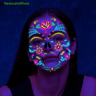 Newsandthen 1Pc Halloween Fluorescent Funny Face Tattoo Stickers Temporary Makeup Stickers Nice