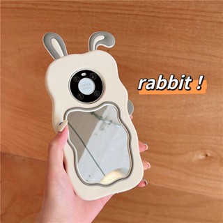 Cartoon เคส For Huawei Nova 11 10 9 9Pro 8 8Pro 7 7Pro Mate50 Mate40 Mate30 P60 P50 P40 Pro กระต่าย กระจกแต่งหน้า เคสมือถือ Mirror Long Ears Rabbit Soft Silicone Case