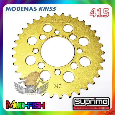 GEGANCU SUPRIMO MODEAS KRISS SUZUKI RC80, SMASH REAR HARDEN STEEL GOLD SPROCKET 415 (28T ~ 34T)