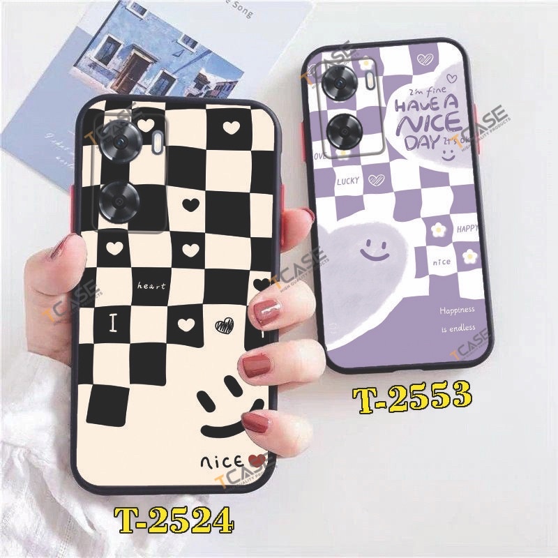 เคส Oppo A97 5G, Oppo A77s ลายตารางหมากรุกหัวใจ hottrend 2023 กันกระแทกและป้องกันกล้อง