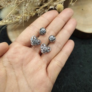 (JindaJewelry)ต่างหูหัวใจปล่อง2ชั้นสามารถใส่ได้2แบบ เงินแท้92.5%