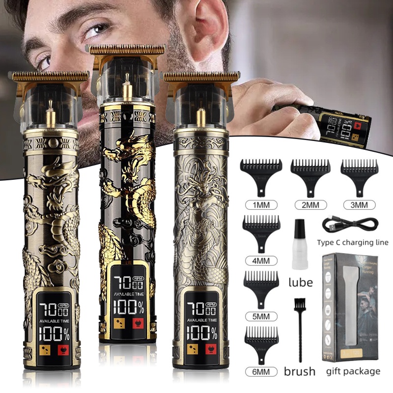 T9 ตัดผมเครื่องไฟฟ้า Push Shear ประเภทชาร์จ 3 บล็อกไฟฟ้า Push Son หัวน้ํามันกรรไกรแกะสลัก Scratch มีดโกน Clippers