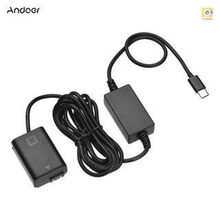 Andoer คัปเปลอร์แบตเตอรี่ดัมมี่ DC และสายอะแดปเตอร์แปลงพาวเวอร์ USB-C Type-C AC สําหรับแบตเตอรี่ NP-FW50 Sony Alpha A6500 A6400 A6300 A7 A7II A7RII A7SII A7S A7S2 A7R