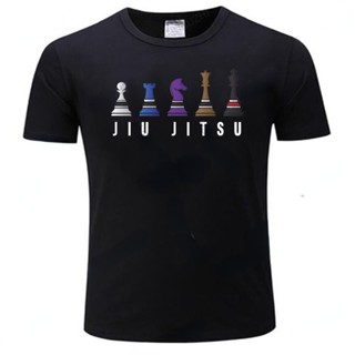 เสื้อยืดสีพื้น Nieuwe Mannen Tshirt Jiu Jitsu Bjj Schaken Met Tekst Licht-Mannen Organische เสื้อยืดแบบกําหนดเอง Bedrukt