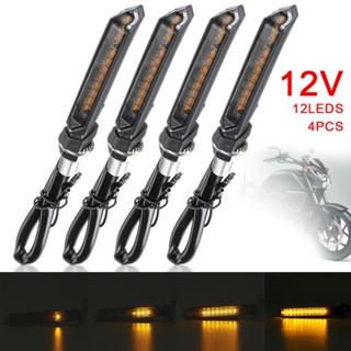 4pcs Universal Motorcycle LED Turn Signal Indicators Motorbike Flowing Water Light Amber Rear Lights Accessories