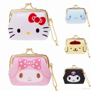 Gala Sanrio กระเป๋าใส่เหรียญ ผ้าแคนวาส แบบนิ่ม ลาย Hello Kitty mymelody Kuromi Cinnamon Pompom Purin