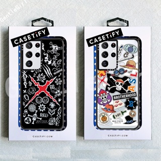 ของแท้ เคสโทรศัพท์มือถือแบบนิ่ม ลายสติกเกอร์ One Piece Casetify Brotherhood สําหรับ Samsung Galaxy S23 S21 S22 Plus Ultra