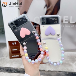 Jiehui เคสโทรศัพท์มือถือ PC แบบแข็ง ลายหัวใจ สามมิติ หลากสี สําหรับ Samsung Z Flip4 Z Flip3