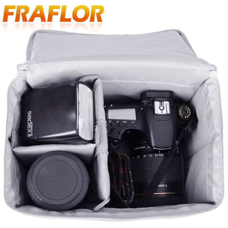 กันน้ํา Moisture-proof ไนลอนซิปใส่เบาะ Handle DSLR เลนส์กล้องกระเป๋าด้านใน Divider Partition พับป้องกันกระเป๋า ราคา ถูกที่สุด ดีลบีเคเค แกลเลอรีภาพที่ 2
