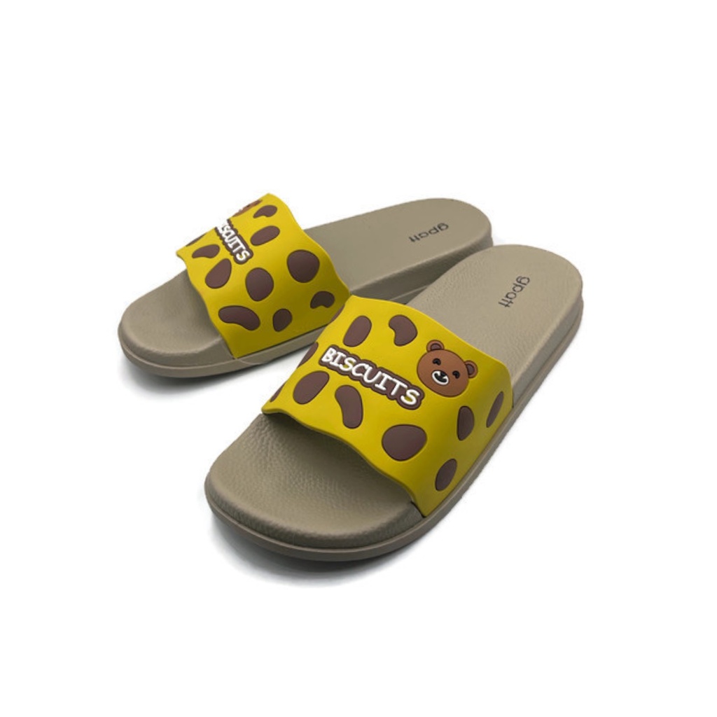 Gpatt : Biscuit Bear Slippers รองเท้าแตะสวมผู้หญิงแฟชั่นพื้นนุ่ม ลายบิสกิตหมี รองเท้าแตะผู้หญิง รองเ