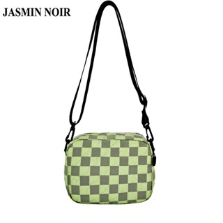 Jasmin NOIR กระเป๋าสะพายไหล่ ผ้าไนล่อน ลายสก๊อต เรียบง่าย สําหรับสตรี