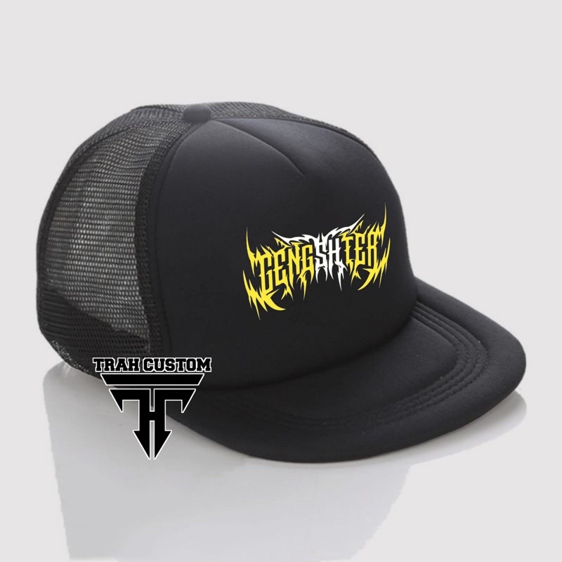 Gangshter Trucker Snapback Hat / Distro Mesh Snapnack Hat / Metal Logo Design Trucker Hat
