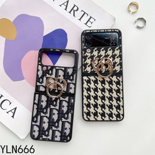เคสมือถือ แบบผ้า พร้อมแหวนขาตั้ง แฟชั่น สไตล์วินเทจ สําหรับ Samsung Galaxy Z Flip3 5G Z Flip 2 1 Z Flip4 D