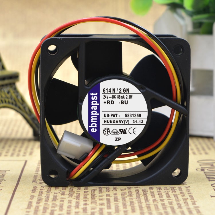 YY ORIGINAL GERMANY 614N 2GN 24V 88MA 2.1W 6CM 3WIRES พัดลมระบายความร้อน