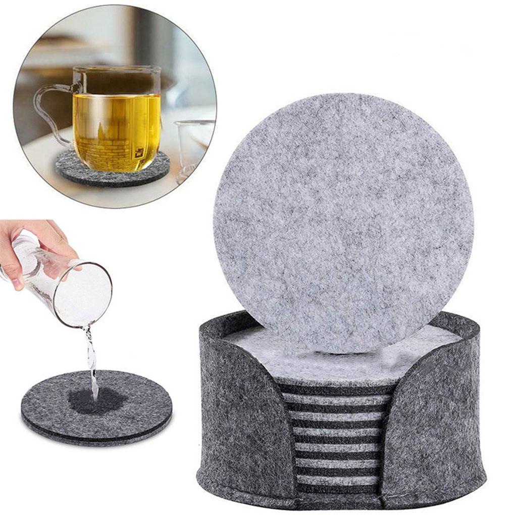 1/2 8 ชิ้นทน Felt Kitchen Dinning Placemats ถ้วยชามจานรอบบนโต๊ะอาหาร Pad Mats