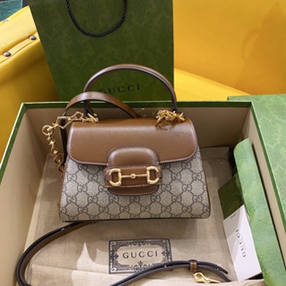 พรี​ ราคา8000 Gucci 1955 Horsebit 703848 กระเป๋าถือ กระเป๋าสะพาย กระเป๋าสะพายไหล่