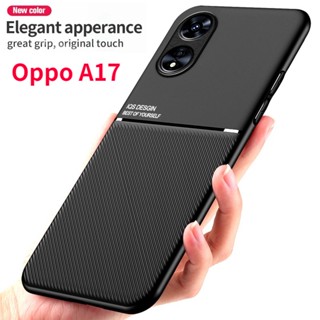 Oppo A17 เคสโทรศัพท์ซิลิโคน TPU แบบนิ่ม ผิวด้าน ป้องกันลายนิ้วมือ มีแหวนแม่เหล็ก สําหรับ OPPO A17 A77S A57 A77 4G 5G