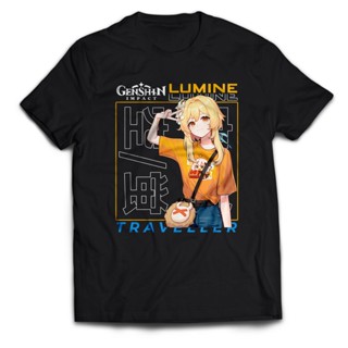 เสื้อยืดโอเวอร์ไซส์Genshin IMPACT LUMINE เสื้อยืด ผ้าฝ้าย พิมพ์ลายคอสเพลย์อนิเมะ 30s Distro สําหรับทุกเพศS-3XL