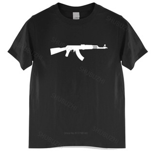 เสื้อยืดผ้าฝ้าย เสื้อยืดผ้าฝ้าย แขนสั้น คอกลม พิมพ์ลาย Kalashnikov AK-47 AK47 สําหรับผู้ชาย