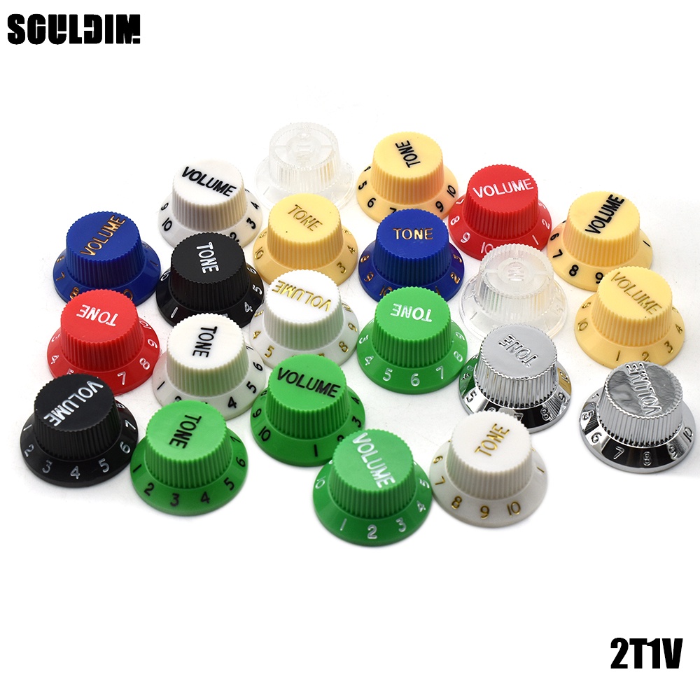 ชุด 3 ชิ้นหลายสีกีตาร์ควบคุมความเร็วลูกบิดสําหรับกีตาร์ไฟฟ้า ST สไตล์ 2T1V